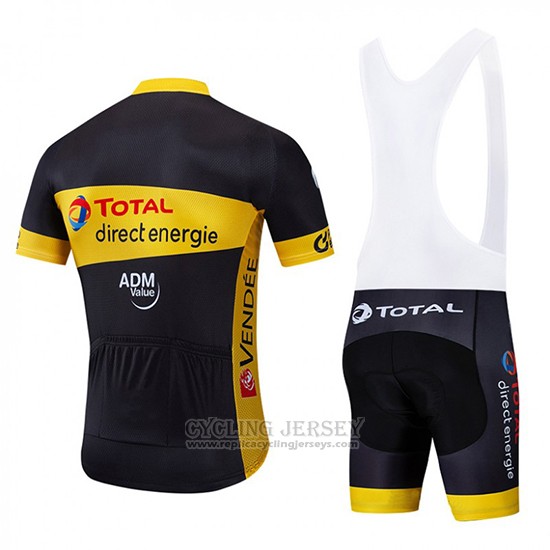 2019 Cycling Clothing Direct Energie Black Yellow Short Sleeve and Overalls
